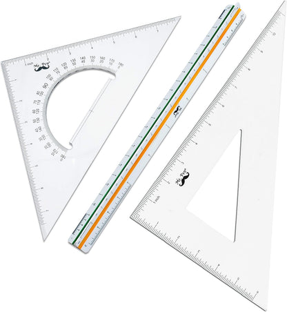 Mr. Pen Architectural Triangular Ruler Set with 12 Inch Triangular Scale