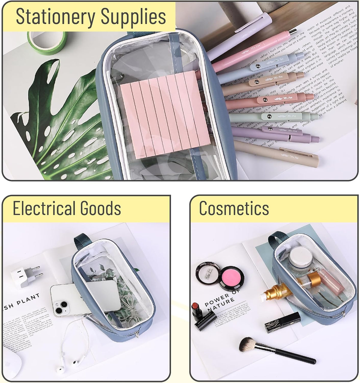 Mr. Pen- Clear Pencil Pouch, Large Capacity Makeup Pouch