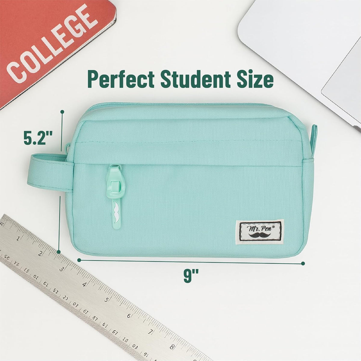Mr. Pen- High Capacity Pencil Case, Large Pencil Pouch with 3 Compartments and 2 Pockets, Large Pencil Bag with Smooth Zipper, Cute Pencil Case Pouch Organizer, School Supplies for Teens