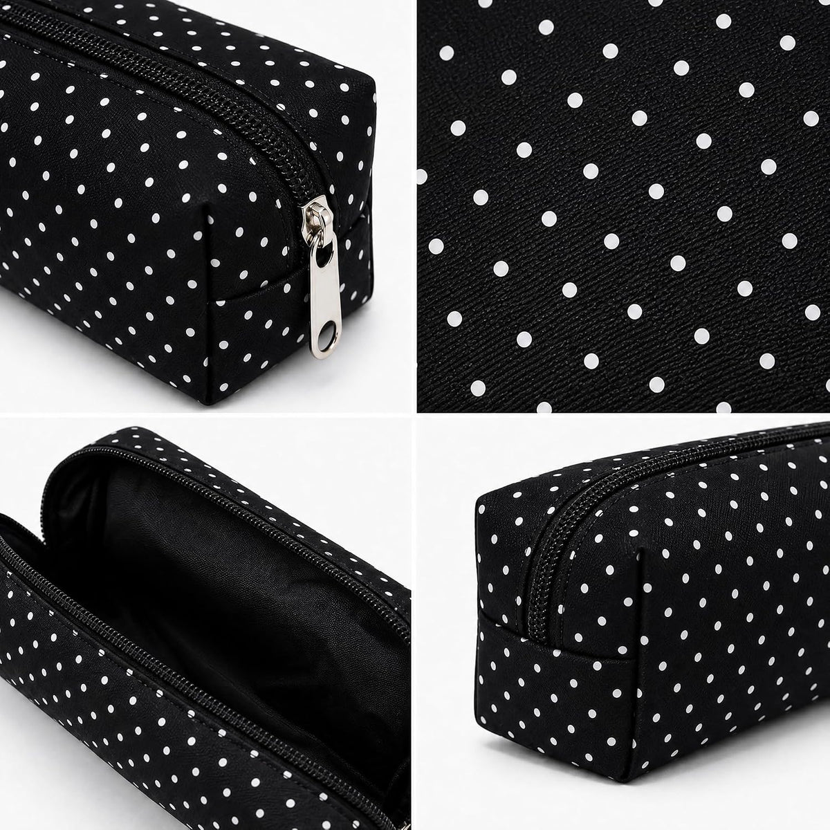 Polka Dot Pencil Case Cute Pencil Pouch for Work(Black)