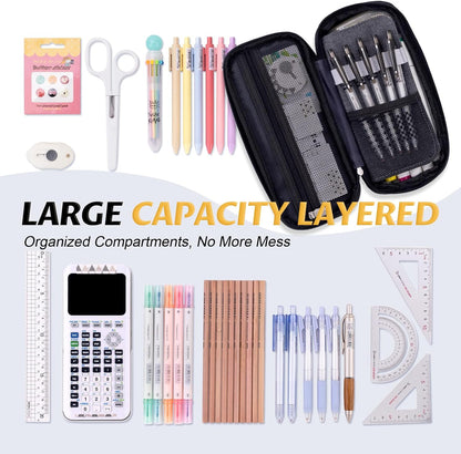 EASTHILL Big Capacity Pencil Pen Case Office College School Large Storage High Capacity Bag Pouch Holder Box Organizer (Deep Gray)
