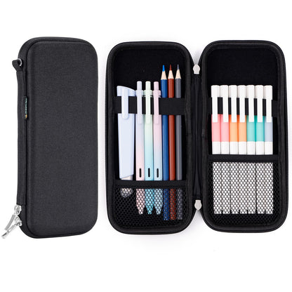 Upgraded Hard Pencil Case Box for Adults,Durable Pen Carrying Case with Zipper-Black
