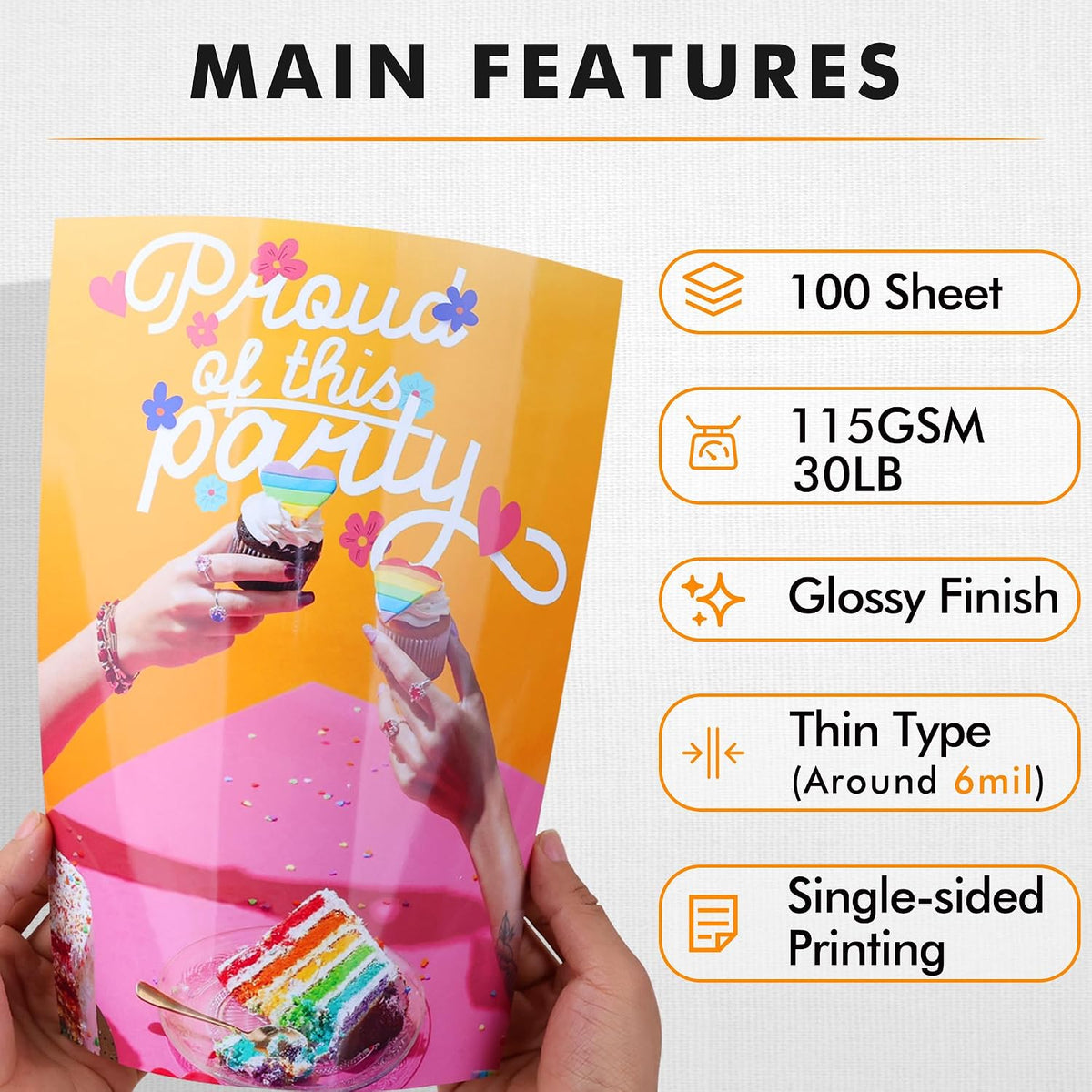 A-SUB Glossy Photo Paper 8.5x11 Inch for DIY Party Favors