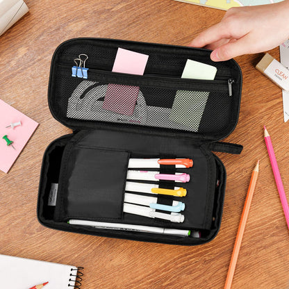 YOKUMA Foldable Pencil Case Pouch Bag for Boys Teens Big Capacity Box,Black
