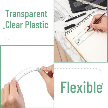 Mr. Pen- Clear Ruler Set, 6 Pack, 6", 8" and 12", Metric & Imperial