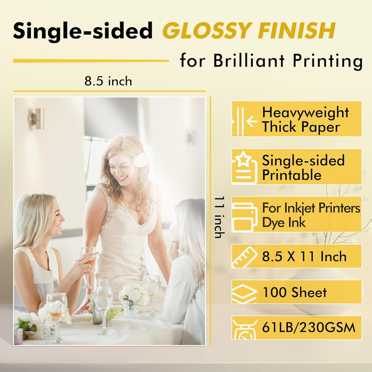 Koala Glossy Photo Paper Heavyweight Thick 8.5x11 Inch 61LB 100 Sheets