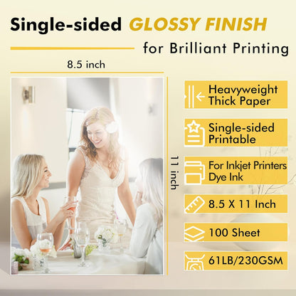 Koala Glossy Photo Paper Heavyweight Thick 8.5x11 Inch 61LB 100 Sheets