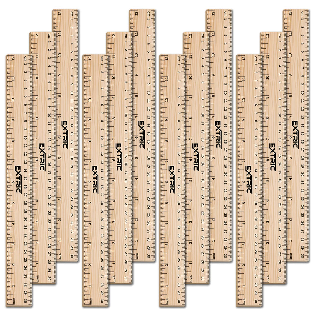 EXTRIC Rulers 12 Inch Bulk for Classroom 25 PK Wooden Ruler for Kids