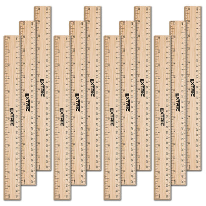 EXTRIC Rulers 12 Inch Bulk for Classroom 25 PK Wooden Ruler for Kids