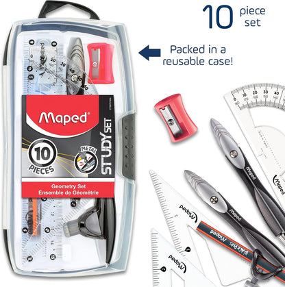 Maped - Study - Geometry set - Metal - 10 Piece