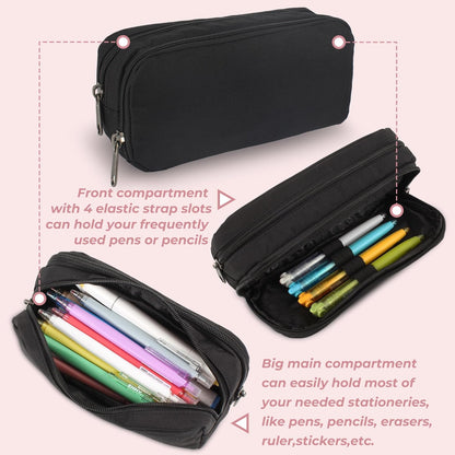 Della Gao Large Pencil Case, Big Capacity Pencil Pouch with 2 Compartments