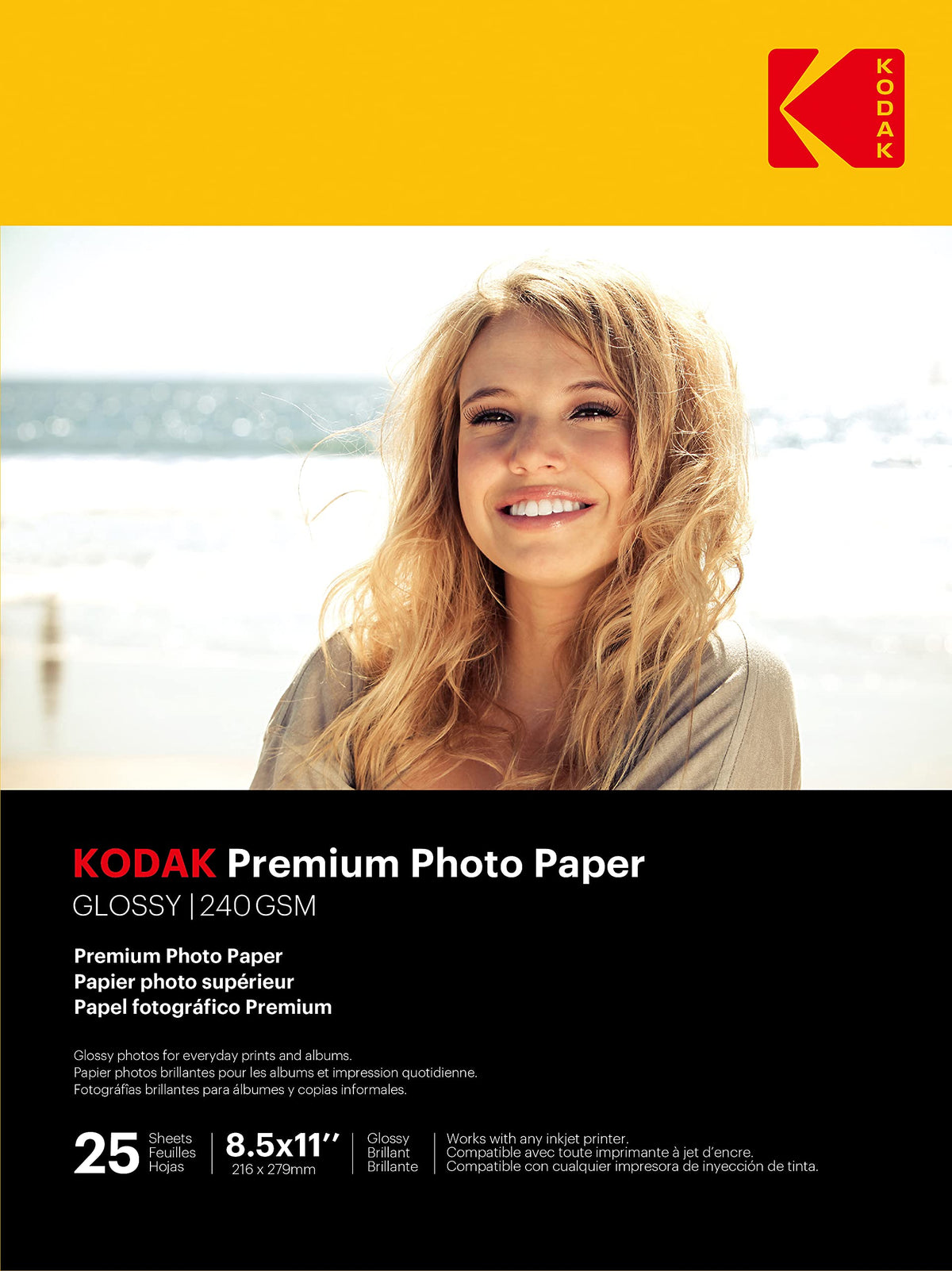KODAK Picture Paper Vivid 8.5"x11", 25 count, 66lb-230g/m2 weight, 11.9 mil thickness, Vivid color picture paper