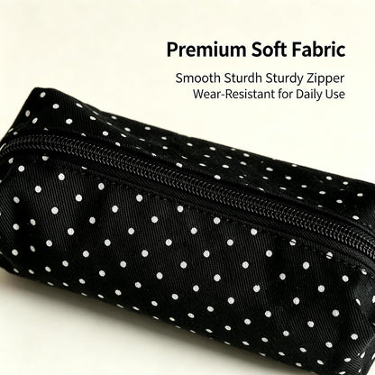 Pencil Case Aesthetic Pencil Pouch for Women Pencil Case Small, Y2K Large Capacity Pencils Case for Women, Pencil Pouch Aesthetic (Black polka dots)
