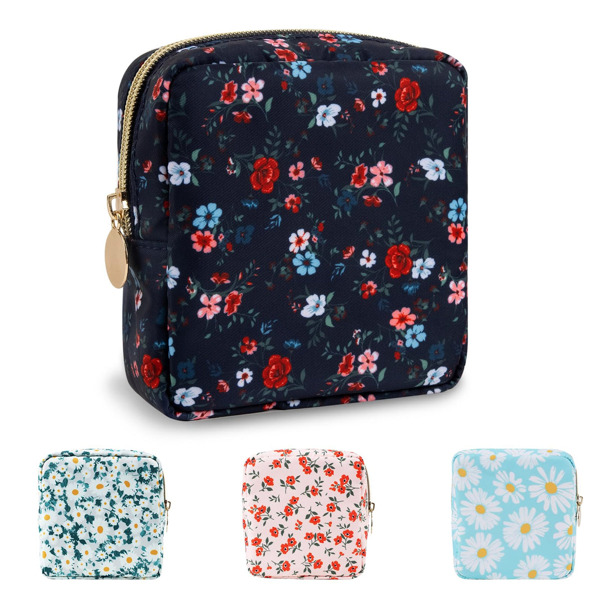 UIXIZQ Waterproof Small Pencil Case Makeup Bag for Purse,Cute Pencil Pouch Preppy Nylon Makeup Brush Holder with Zipper,Girls Portable Storage Case Small Pen Bag for Office(Slim-Black)