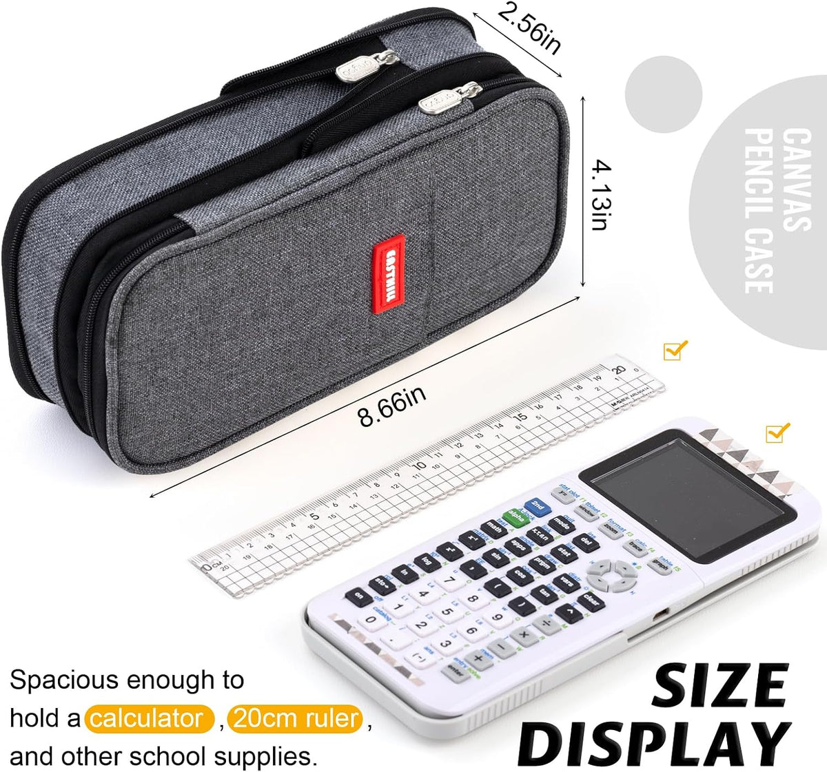 EASTHILL Big Capacity Pencil Pen Case Office College School Large Storage High Capacity Bag Pouch Holder Box Organizer (Deep Gray)