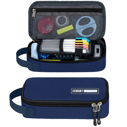 ECHSRT Large Pencil Case, Aesthetic Pen Pouch with Big Capacity, Minimalist Portable Stationery Bag with Handle for Office Organizer Aesthetic Pencil Cases