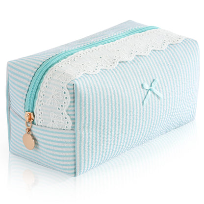 Makeup Bag Travel Toiletry Bag for Women, Small Cosmetic Bags Cute Quilted Cotton Makeup Pouch for Purse Emergency Bag Pencil Case Accessory Bag, Pastel Pink