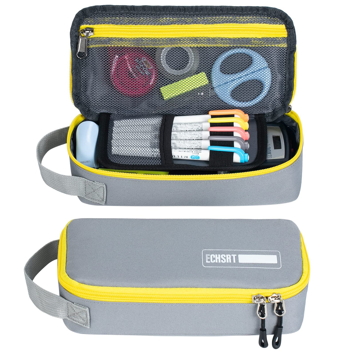 ECHSRT Large Pencil Case, Aesthetic Pen Pouch with Big Capacity, Minimalist Portable Stationery Bag with Handle for Office Organizer Aesthetic Pencil Cases