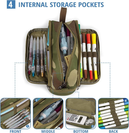 Tactical 4 Compartments Pencil Case for Boy, Large Pen Pouch Bag for School