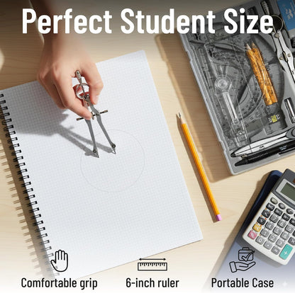 Mr. Pen- Geometry Set, 15 Piece Set with 6 Inch Swing Arm Protractor