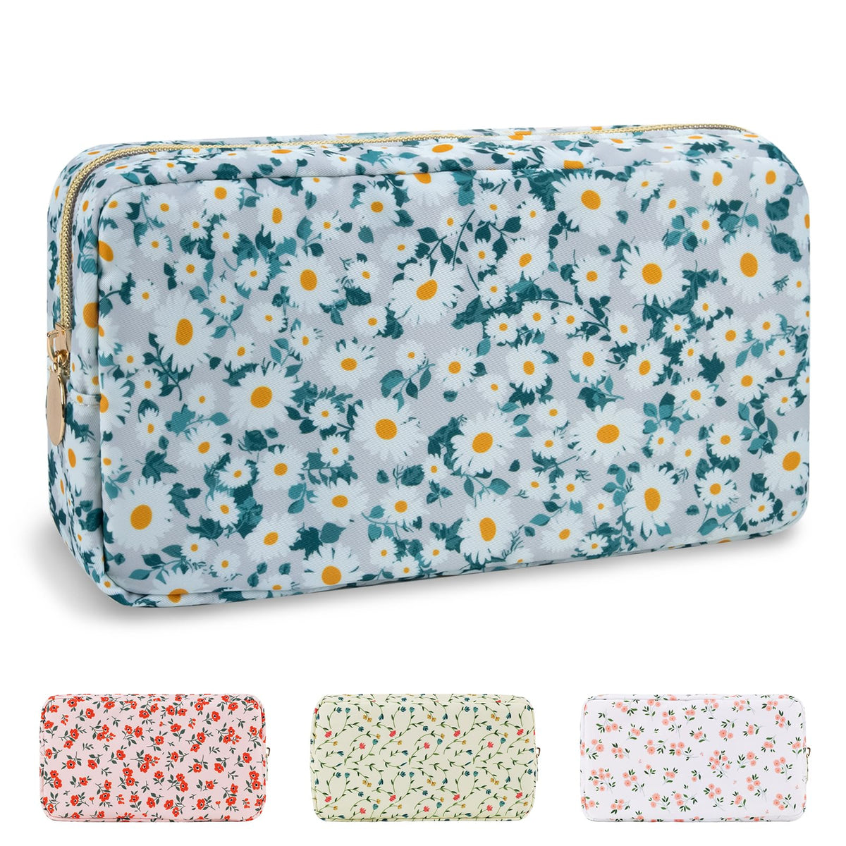 UIXIZQ Waterproof Small Pencil Case Makeup Bag for Purse,Cute Pencil Pouch Preppy Nylon Makeup Brush Holder with Zipper,Girls Portable Storage Case Small Pen Bag for Office(Slim-Black)