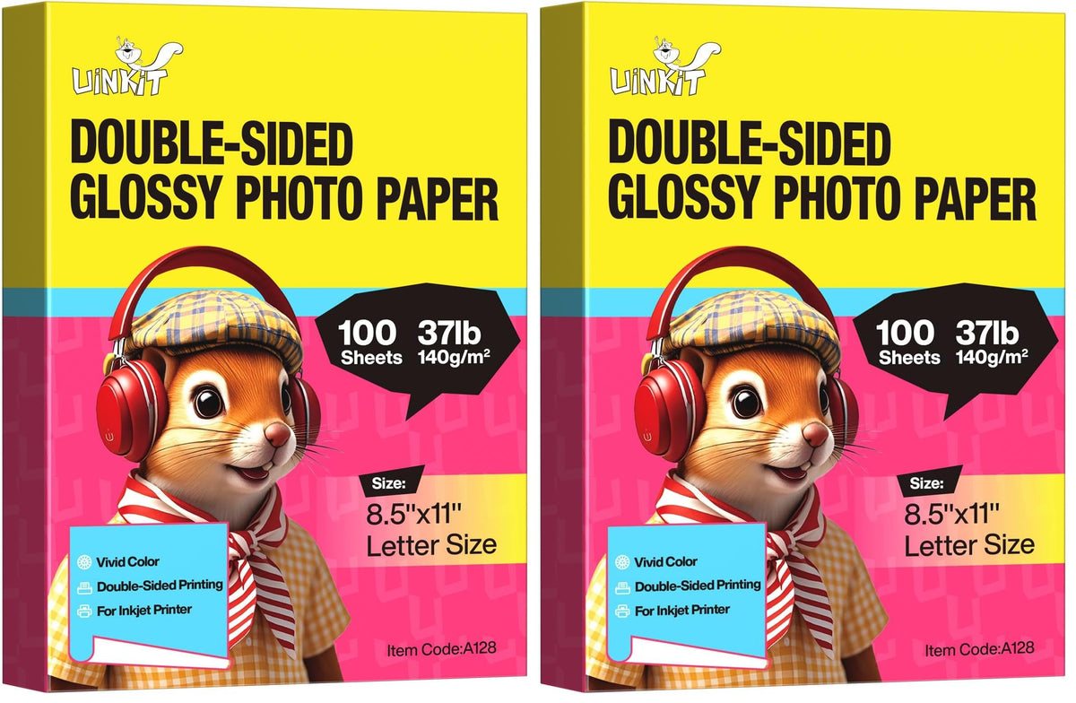 Uinkit Double-Sided Glossy Photo Paper, 8.5 x 11, 100 Sheets, 140gsm