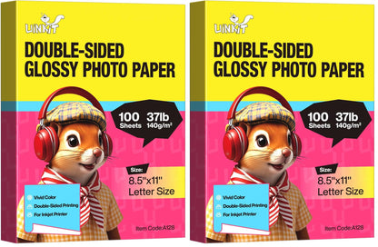 Uinkit Double-Sided Glossy Photo Paper, 8.5 x 11, 100 Sheets, 140gsm