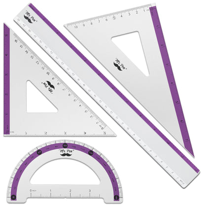 Mr. Pen- Metal Geometry Kit, 4 Pack, 45° & 30°/60° Set Squares