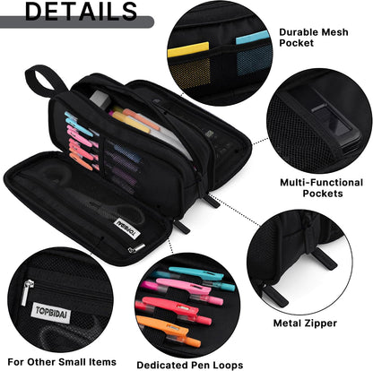 TOPBIDAI Large Pencil Case Pouch for Girls Boy Women Men Adults