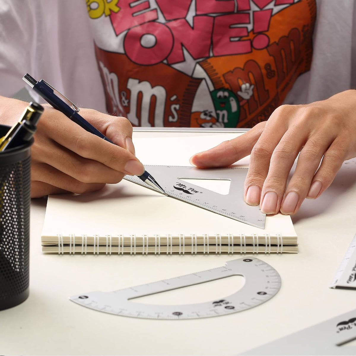 Mr. Pen- Metal Geometry Kit, 4 Pack, 45° & 30°/60° Set Squares