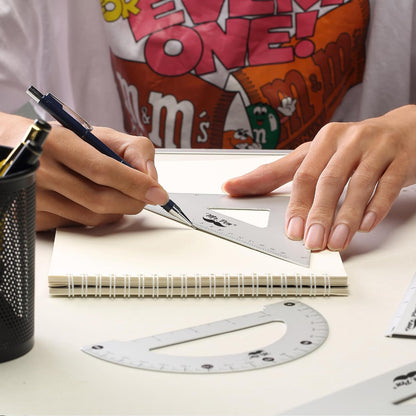 Mr. Pen- Metal Geometry Kit, 4 Pack, 45° & 30°/60° Set Squares