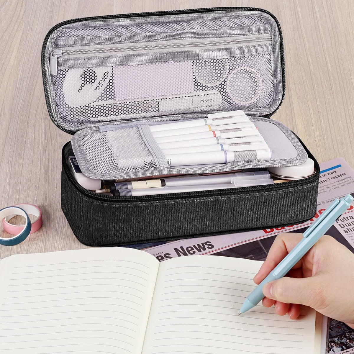 WEMATE Pencil Case, Large Storage Organizer, Makeup Bag, Teacher Must - have, Big Pencil Pouch, Marker Case for College