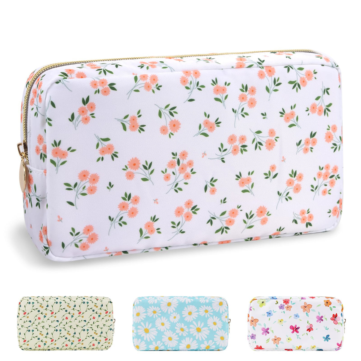 UIXIZQ Waterproof Small Pencil Case Makeup Bag for Purse,Cute Pencil Pouch Preppy Nylon Makeup Brush Holder with Zipper,Girls Portable Storage Case Small Pen Bag for Office(Slim-Black)