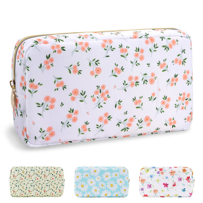 UIXIZQ Waterproof Small Pencil Case Makeup Bag for Purse,Cute Pencil Pouch Preppy Nylon Makeup Brush Holder with Zipper,Girls Portable Storage Case Small Pen Bag for Office(Slim-Black)