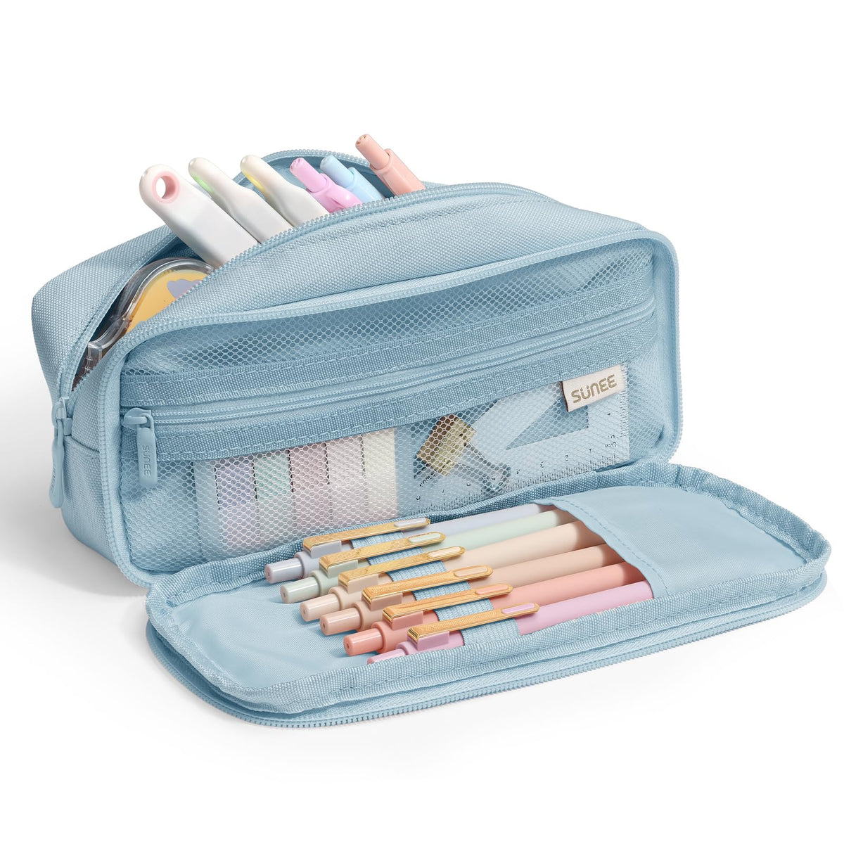 SUNEE Pencil Case, Large Capacity Pencil Pouch, Aesthetic Big Pen Bag 900D Oxford Pen Box for Office Stationery Organizer School Supplies Multifunctional for Teen Boys Girls Women Men, Pink