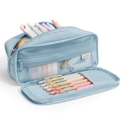 SUNEE Pencil Case, Large Capacity Pencil Pouch, Aesthetic Big Pen Bag 900D Oxford Pen Box for Office Stationery Organizer School Supplies Multifunctional for Teen Boys Girls Women Men, Pink