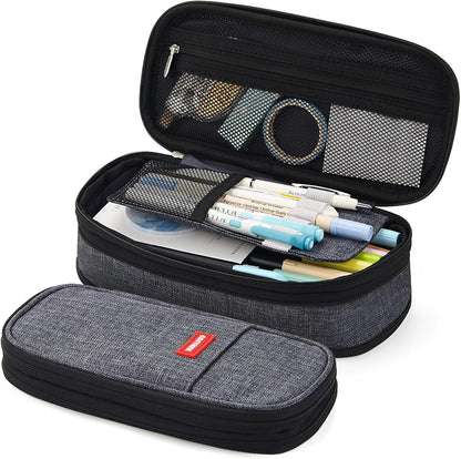 EASTHILL Big Capacity Pencil Pen Case Office College School Large Storage High Capacity Bag Pouch Holder Box Organizer (Deep Gray)