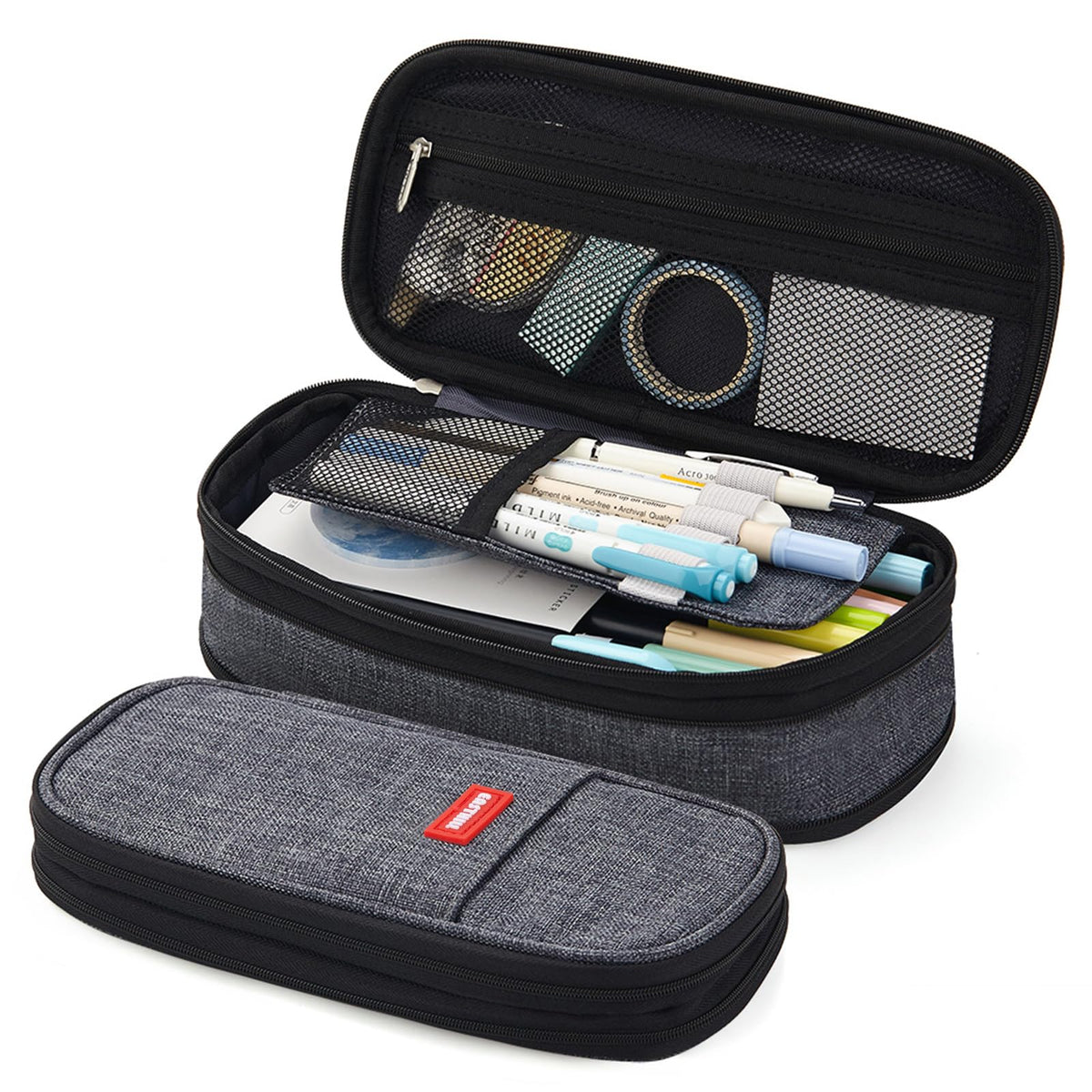 EASTHILL Big Capacity Pencil Pen Case Office College School Large Storage High Capacity Bag Pouch Holder Box Organizer Light Blue