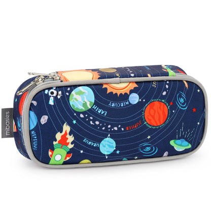 mibasies Girls Pencil Case for Kids, Multi-Slot Pencil Pouch, Pink Blue Rainbow