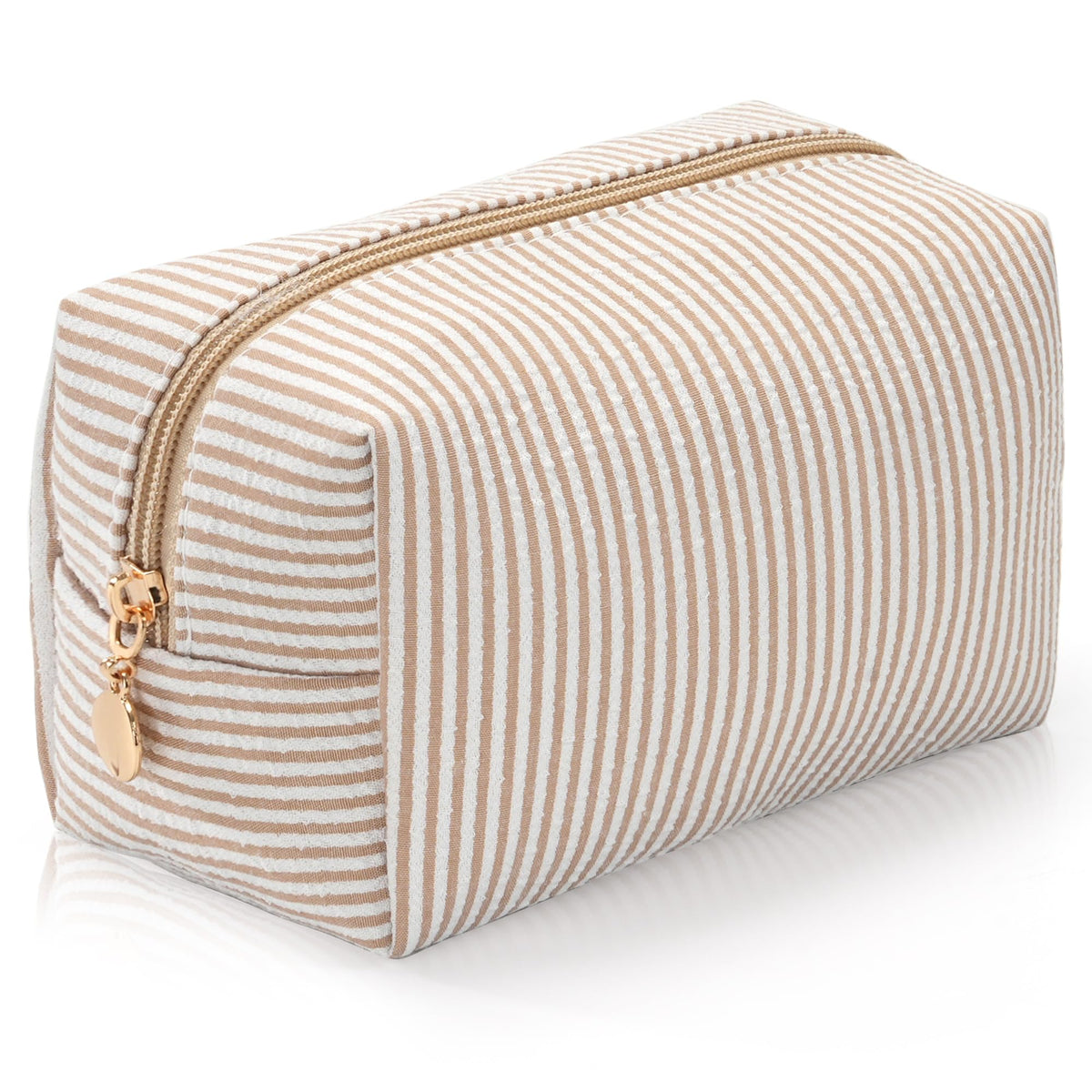 Makeup Bag Travel Toiletry Bag for Women, Small Cosmetic Bags Cute Quilted Cotton Makeup Pouch for Purse Emergency Bag Pencil Case Accessory Bag, Pastel Pink