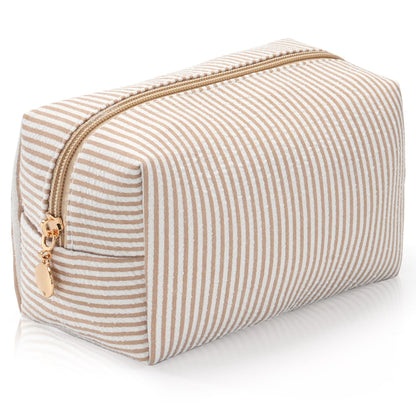 Makeup Bag Travel Toiletry Bag for Women, Small Cosmetic Bags Cute Quilted Cotton Makeup Pouch for Purse Emergency Bag Pencil Case Accessory Bag, Pastel Pink