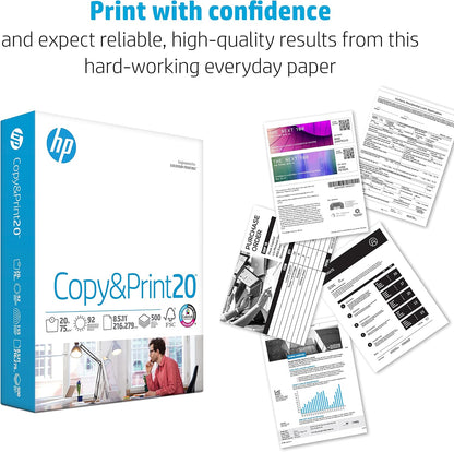 HP Printer Paper | 8.5 x 11 Paper | Copy &Print 20 lb | 1 Ream Case - 500 Sheets| 92 Bright | FSC Certified | 200060