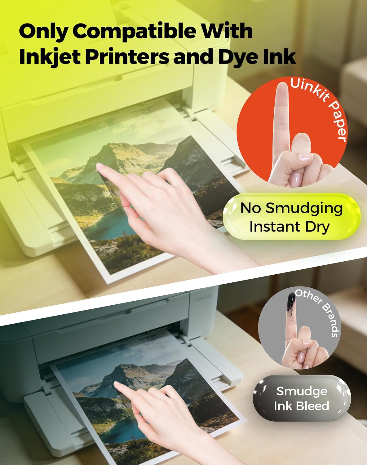 Uinkit Inkjet Glossy Photo Paper 48lb,8.5 x 11" 100 Sheets