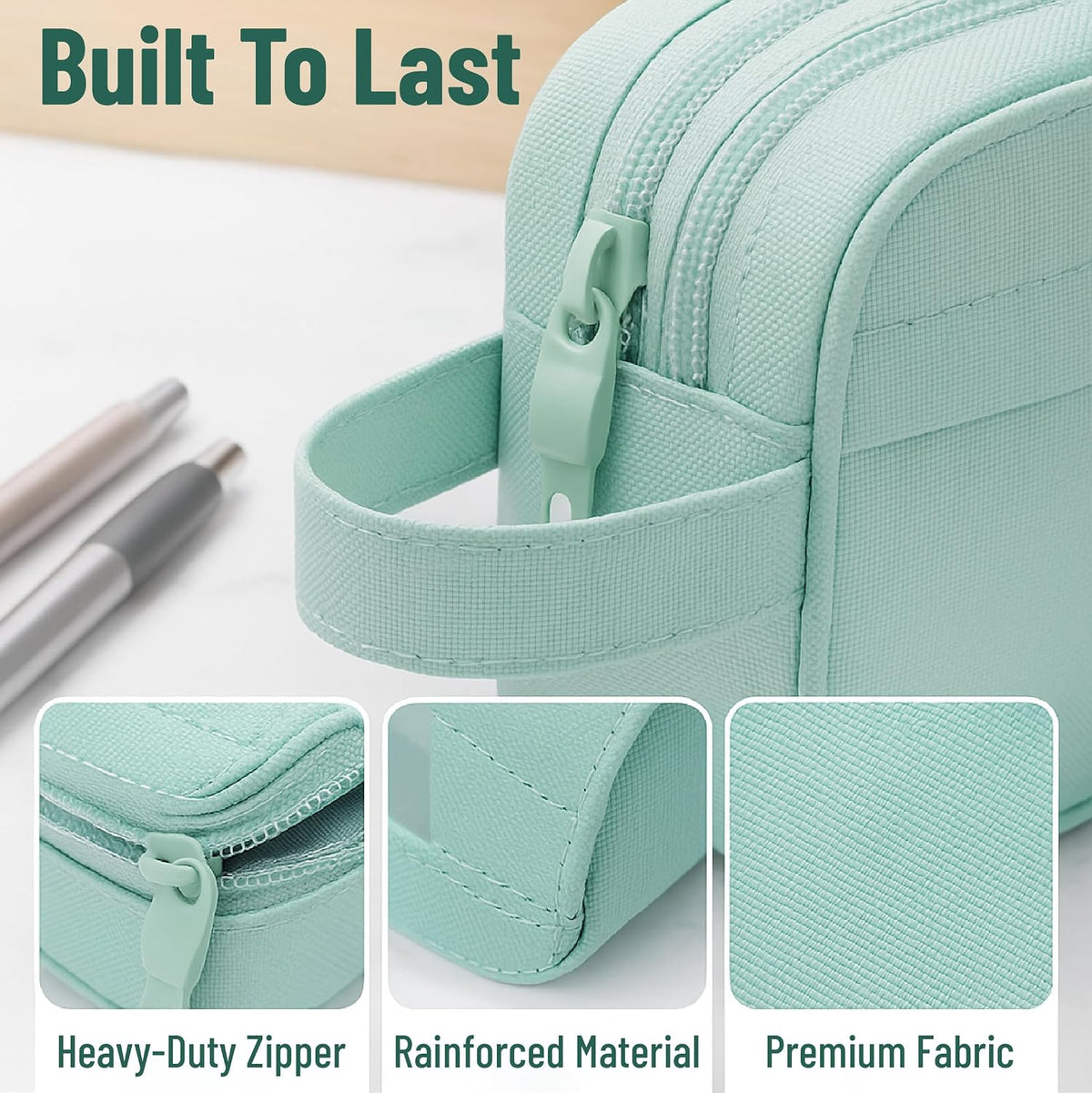 Mr. Pen- High Capacity Pencil Case, Large Pencil Pouch with 3 Compartments and 2 Pockets, Large Pencil Bag with Smooth Zipper, Cute Pencil Case Pouch Organizer, School Supplies for Teens