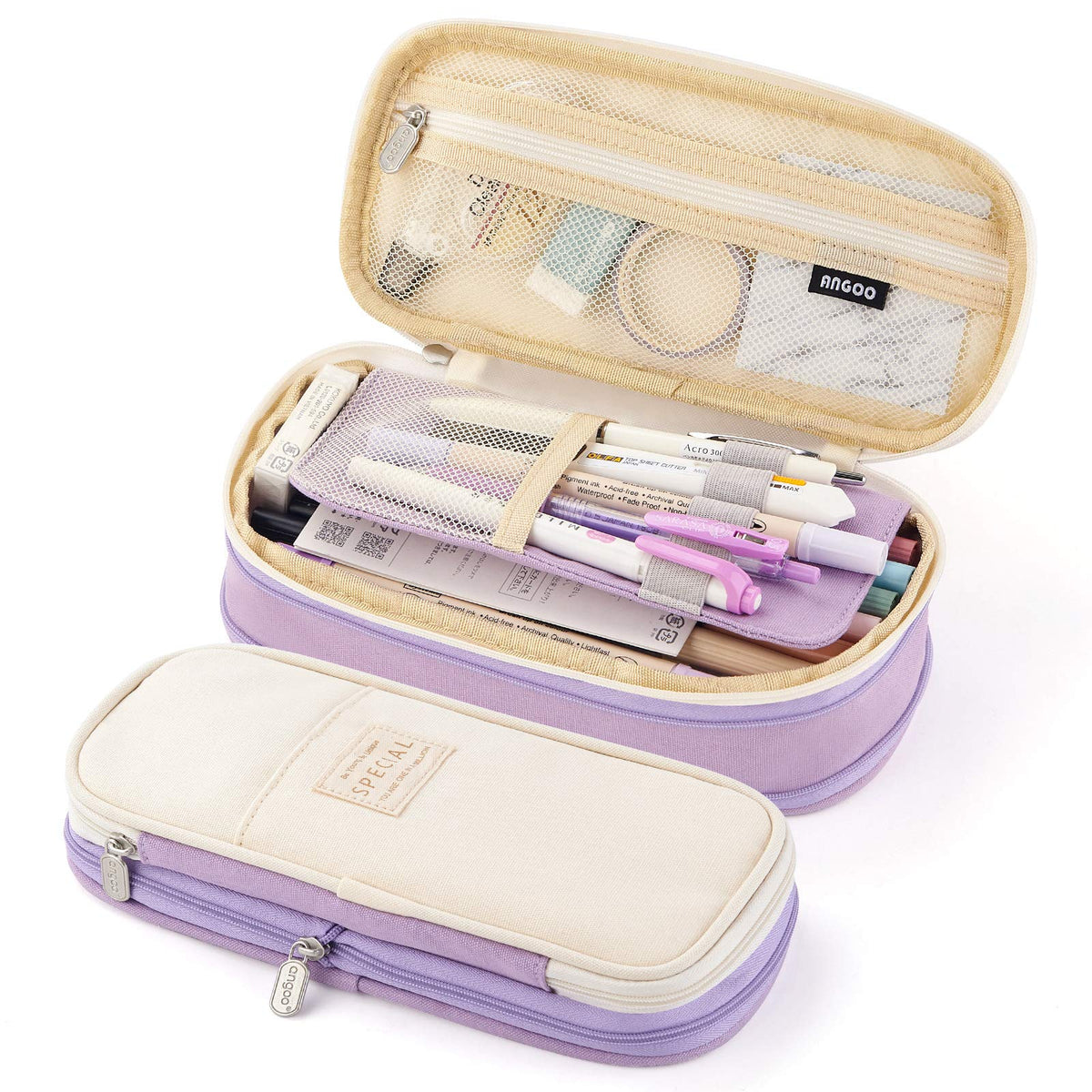 EASTHILL Big Capacity Pencil Pen Case Office College School Large Storage High Capacity Bag Pouch Holder Box Organizer Light Blue