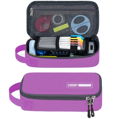 ECHSRT Large Pencil Case, Aesthetic Pen Pouch with Big Capacity, Minimalist Portable Stationery Bag with Handle for Office Organizer Aesthetic Pencil Cases