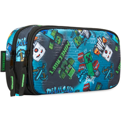 Get Trend Minecraft Pencil Case for Boys, Pencil Pouch with 2 Zipped Compartments, Back-to-School Marker & Pen Case, Organizer for School Supplies, Stationery, Gamer Gifts (Multi Minecraft)