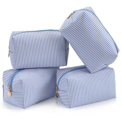 Makeup Bag Travel Toiletry Bag for Women, Small Cosmetic Bags Cute Quilted Cotton Makeup Pouch for Purse Emergency Bag Pencil Case Accessory Bag, Pastel Pink