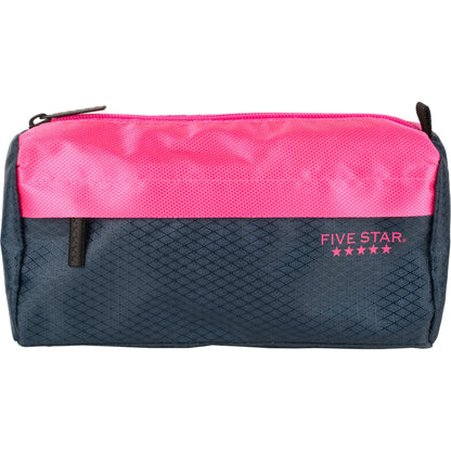 Five Star Pencil Pouch, Pen Case, 9-Pocket Zipper Pouch, Storage Organizer for School Supplies Earbuds Chargers Cables Makeup, Pink/Terracotta (500213F-ECM)