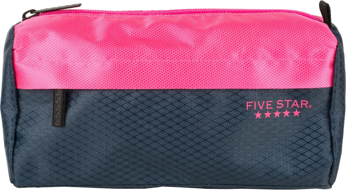 Five Star Pencil Pouch, Pen Case, 9-Pocket Zipper Pouch, Storage Organizer for School Supplies Earbuds Chargers Cables Makeup, Pink/Terracotta (500213F-ECM)